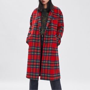 ZARA Long Plaid Jacket S/M